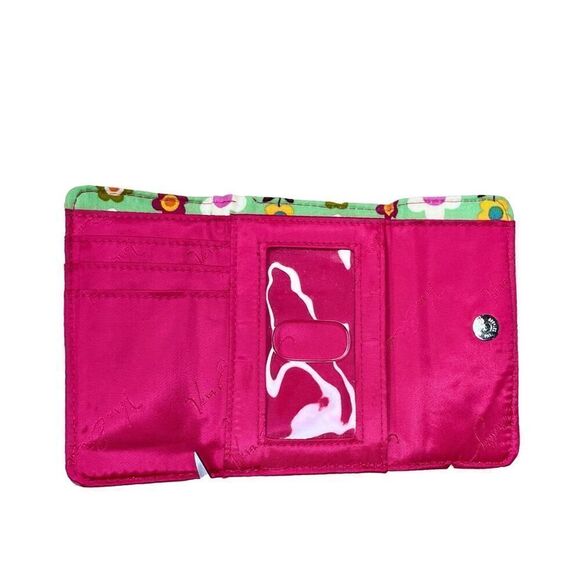Vera Bradley Kiss Lock Wallet Tutti Fruitti Floral Pink Green Quilted Bohemian - Picture 3 of 5